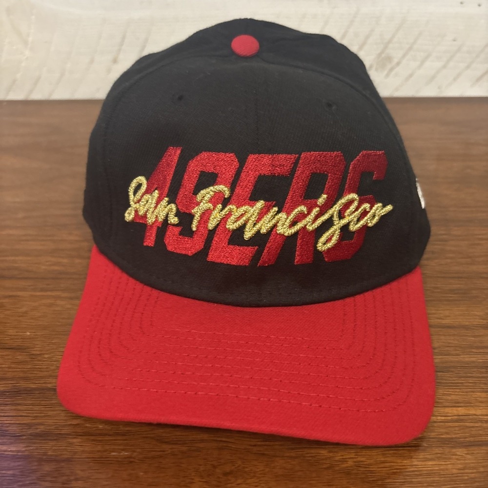 New Era 59fifty San Francisco 49ers Hat Cap Red Black NFL‎ Large /XL Spellout